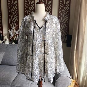 Anthropologie Eri + Ali Lace Long Sleeve Top Small